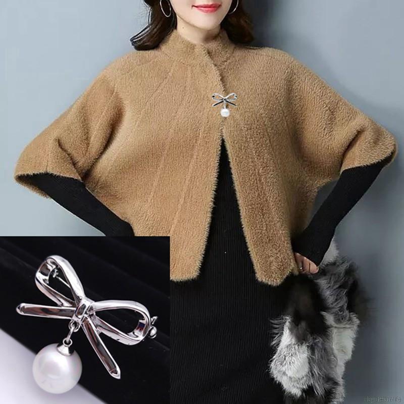 Ghim cài áo hình nơ đính ngọc trai thời trang