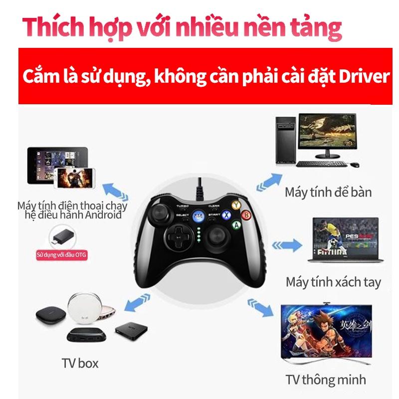 Tay cầm chơi game có dây USB Máy tính TV home Steam PS3 hai người Điện thoại android tay cầm rung pc360