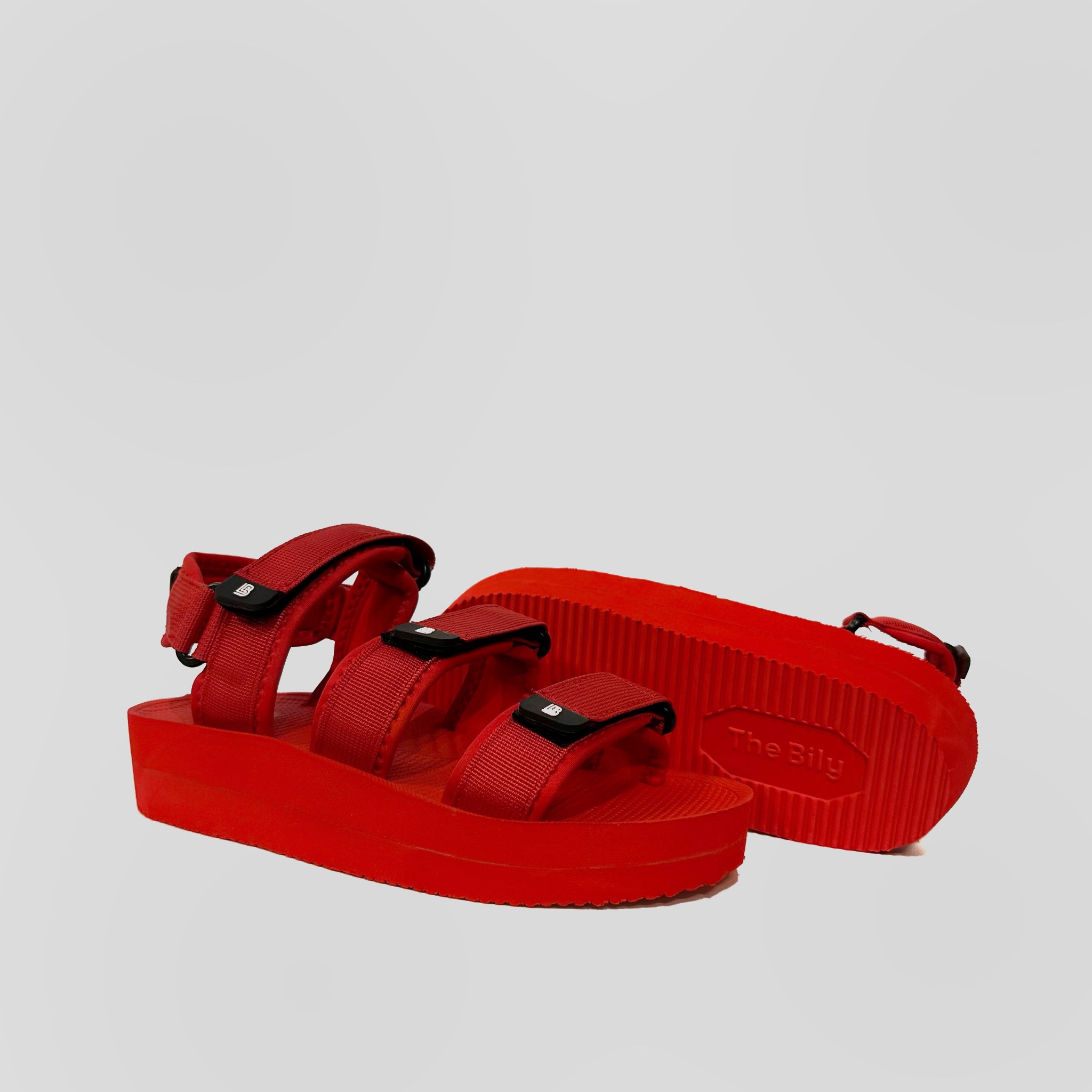 Giày Sandal Nữ The Bily 04W 3 Quai Ngang - Màu Đỏ BL04WD