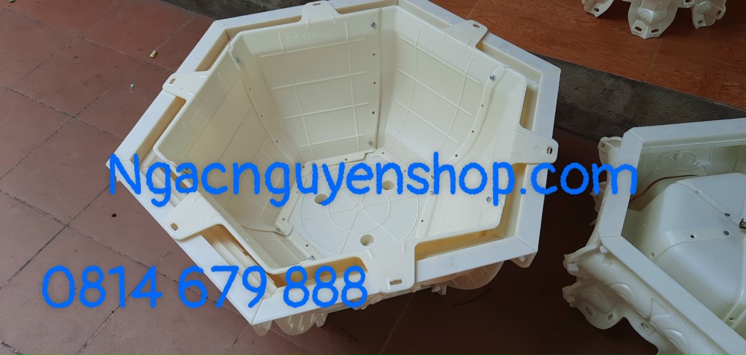 Khuôn đúc chậu cảnh lục giác rộng 75 cao 39 kèm chân cao 25