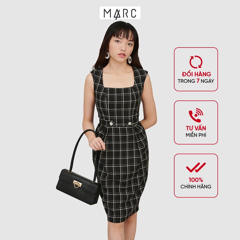 Đầm nữ MARC FASHION bút chì sát nách nhấn dây lưng