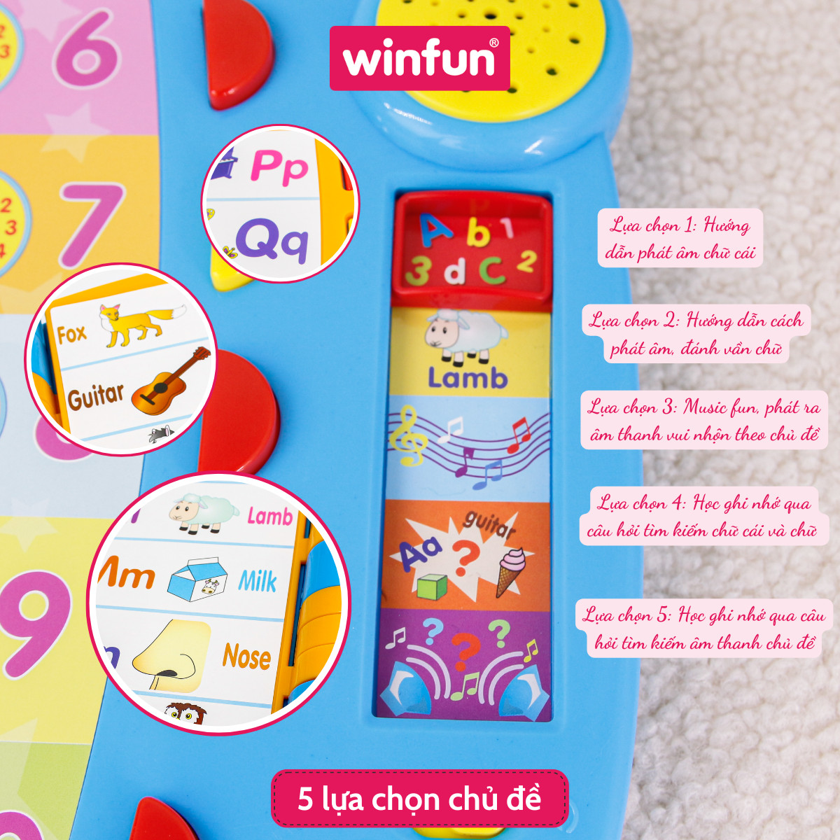 Cuốn sách học Tiếng anh có nhạc hiệu - Đồ chơi giáo dục sớm - Winfun 9019
