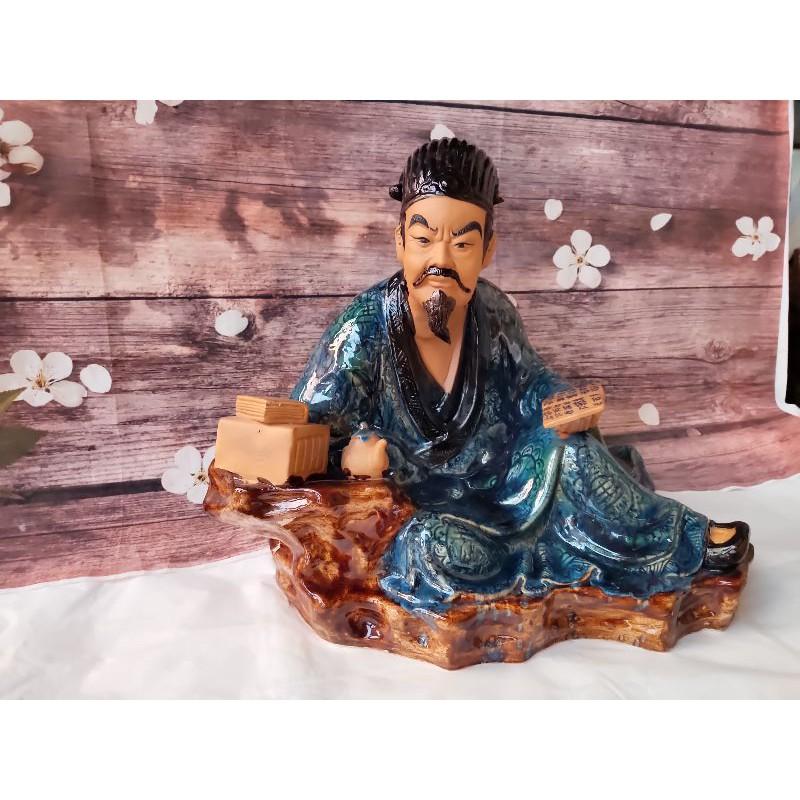 Tượng Khổng Minh men hỏa biến cỡ lớn 48 cm, gốm sứ Bát Tràng