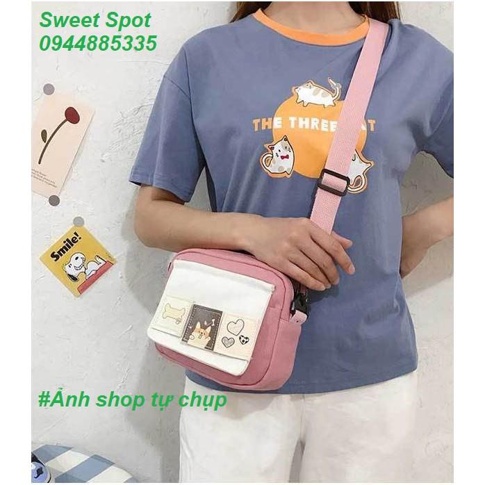 Túi thời trang nữ, túi đeo vai, túi đeo chéo kèm miếng dán sticker ngộ nghĩnh