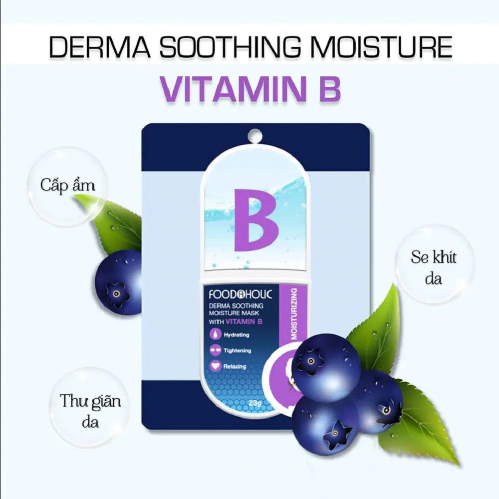 Mặt Nạ Dưỡng Ẩm, Hỗ Trợ Thu Nhỏ Lỗ Chân Lông Chiết Xuất Vitamin B Foodaholic Derma Soothing Moisture Mask 23g