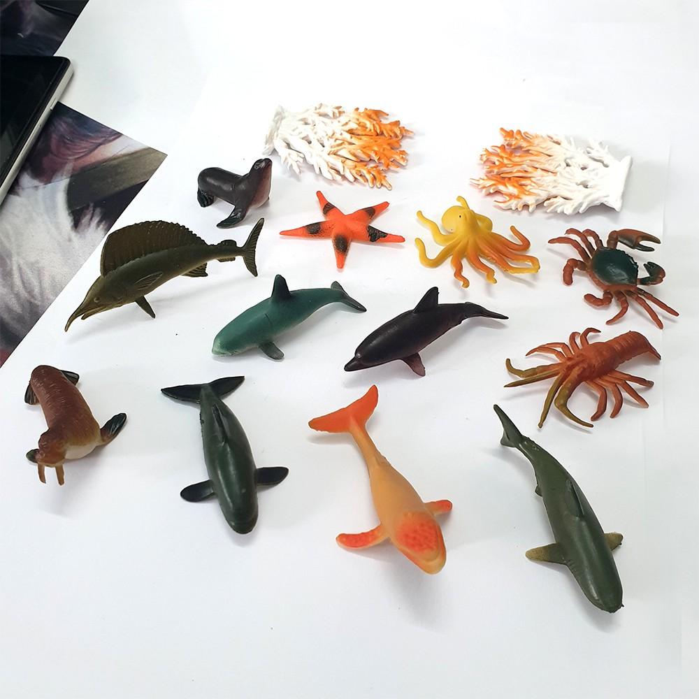 Đồ chơi 12 mô hình Cá Biển sống động Vacimall Animal Ocean World cho bé 3 tuổi nhập vai học hỏi và phát triển trí não
