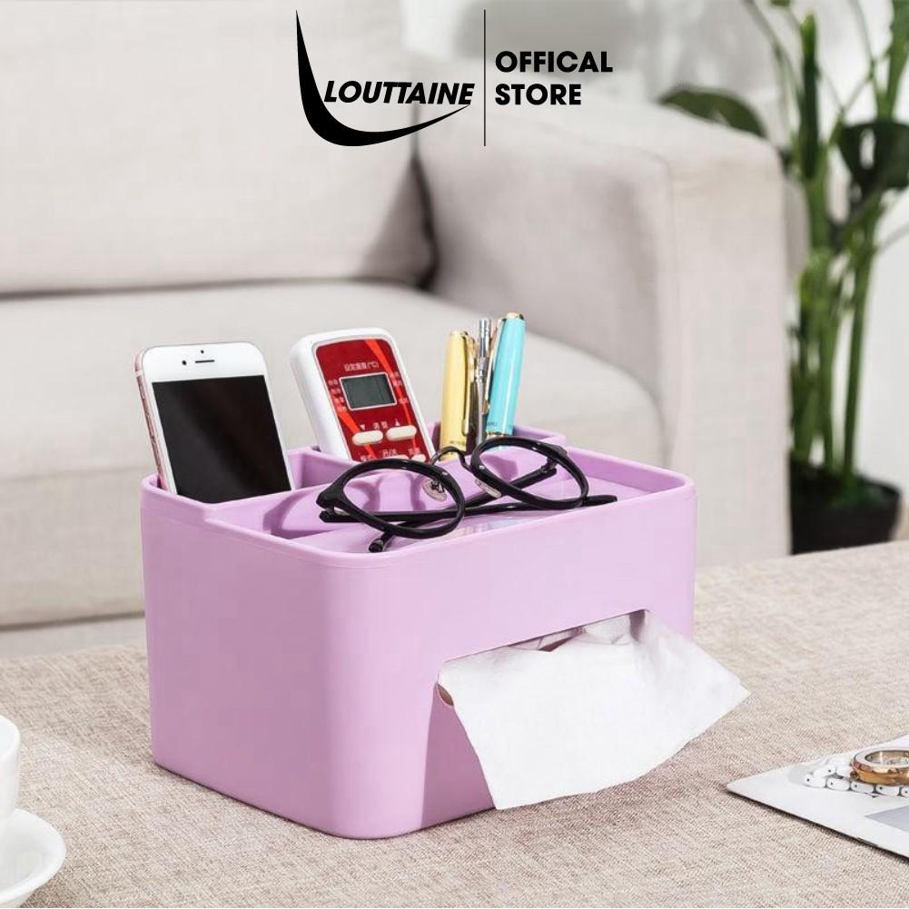 Hộp đựng giấy ăn đa năng kèm khay để điều khiển điện thoại cao cấp