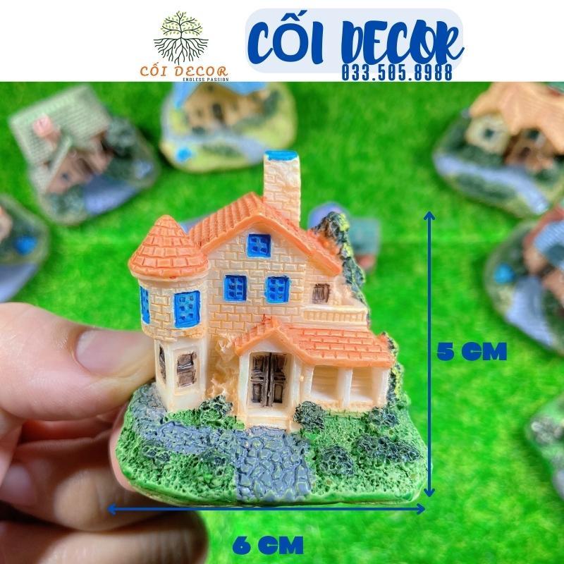 Mô hình ngôi nhà biệt thự mini nhiều màu sắc trang trí bể cá, tiểu cảnh, sen đá