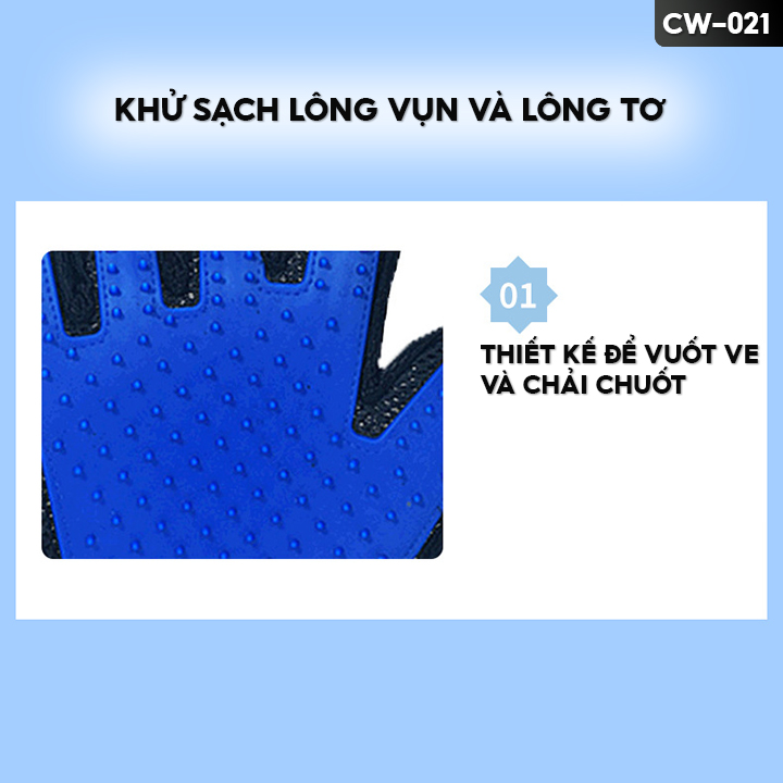 Găng Tay Chải Lông Cho Thú Cưng Lấy Lông Vụn Lông Tơ Hạn Chế Lông Rụng Nhiều Màu Sắc CW-021