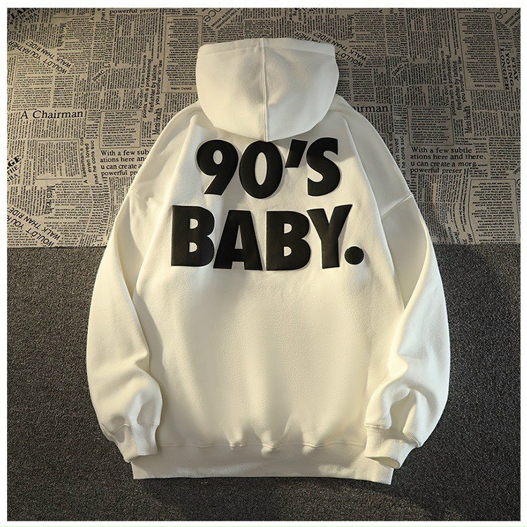 ÁO HOODIE 90’S BABY FORM RỘNG UNISEX HÀNG QUẢNG CHÂU CÓ MŨ 2 Lớp( Ảnh thật), Áo Khoác Hoodie Form Rộng Unisex BABY Vải Nỉ Bông Dày Dặn