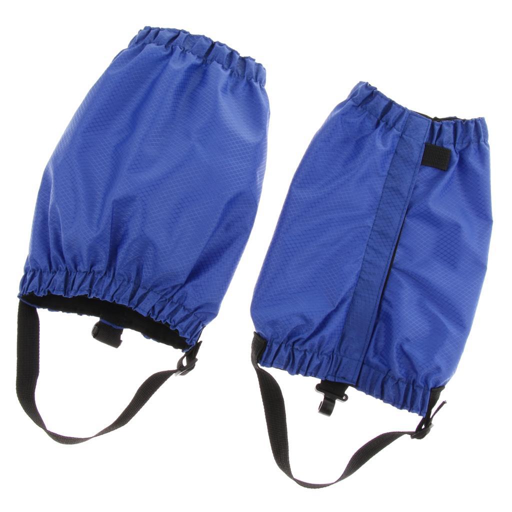 2x Outdoor Waterproof Ankle Walking Gaiters Boots Snow Leg Guard Black+Blue