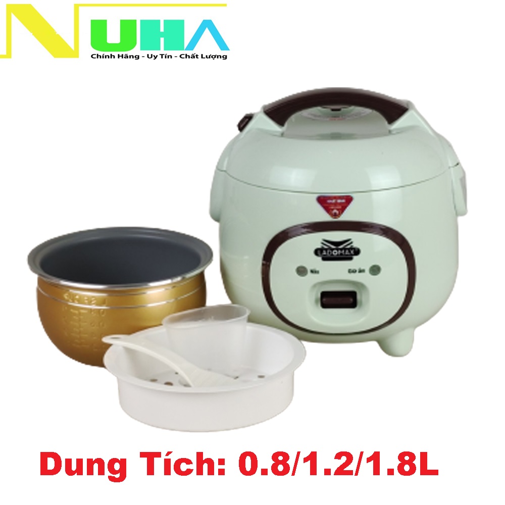 Nồi cơm điện lòng niêu Ladomax dung tích 0.8L/1.2L/1.8L màu xanh lá nhạt, thích hợp 1-8 người ăn-Hàng chính hãng