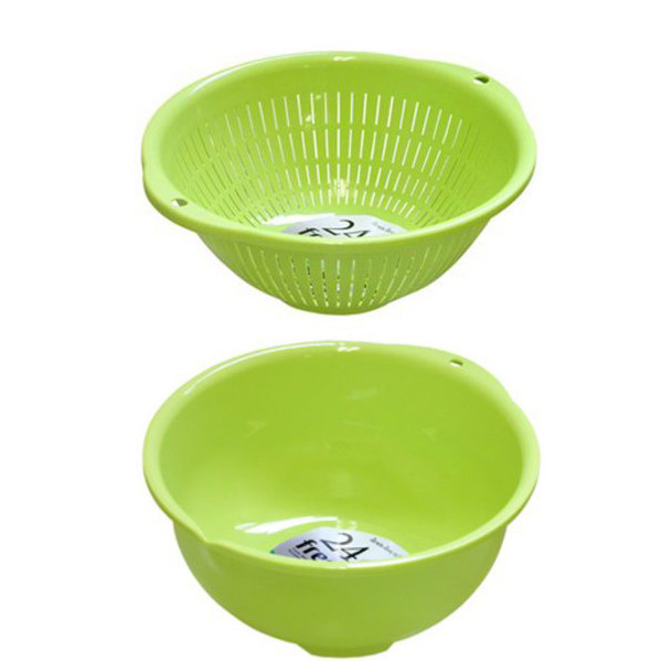 Combo rổ nhựa 3.6L màu xanh + chậu nhựa 3.6L - xanh nội địa Nhật Bản