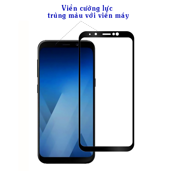 Kính Cường Lực Cho Samsung Galaxy A8 Plus 2018 - Full Màn Hình - Màu Đen - Hàng Chính Hãng