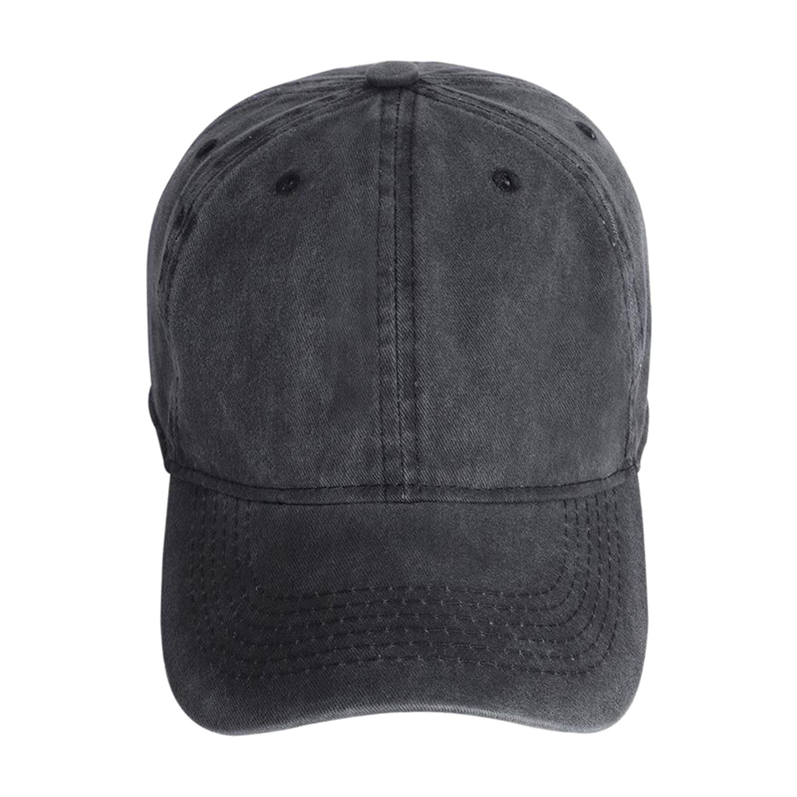 Fashion Baseball Cap Washed Cotton Hat Adjustable Plain Dad Men Hat Black