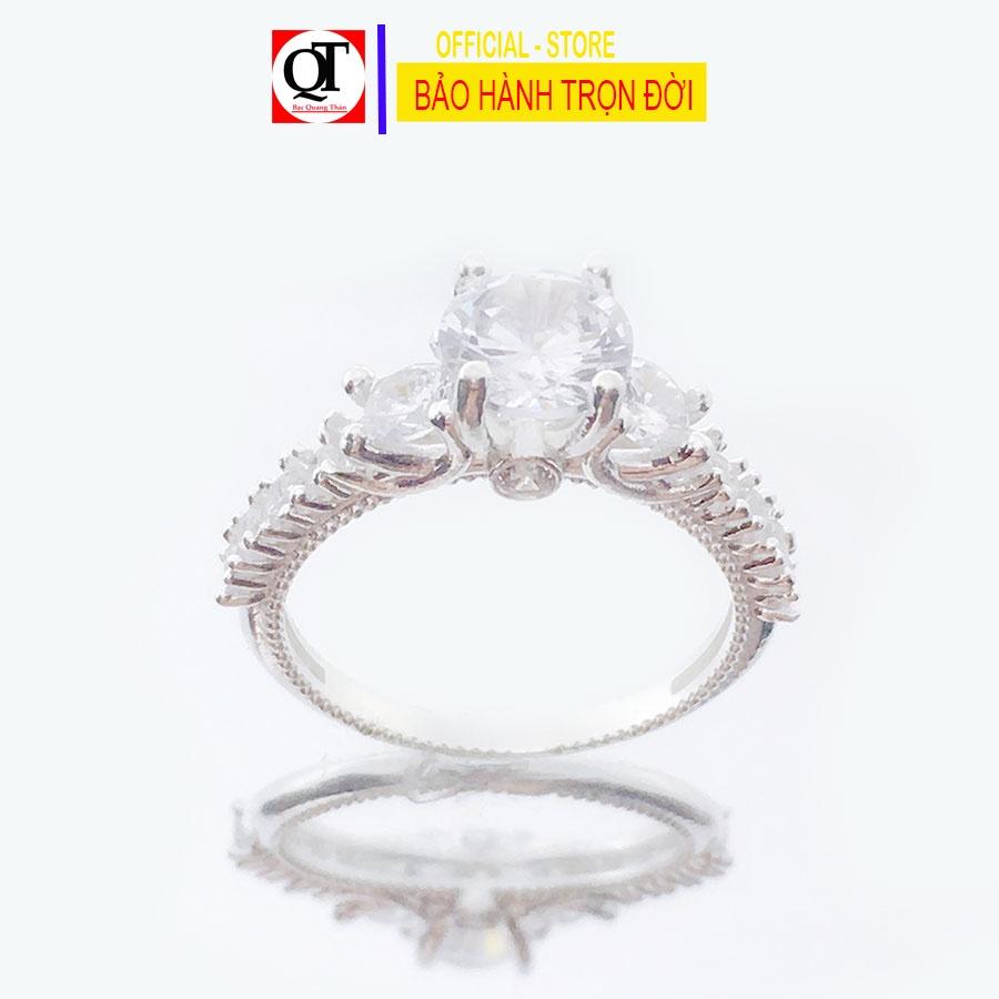 Nhẫn nữ thời trang chất liệu bạc ta đính đá cobic trắng sáng trang sức Bạc Quang Thản – QTNU79