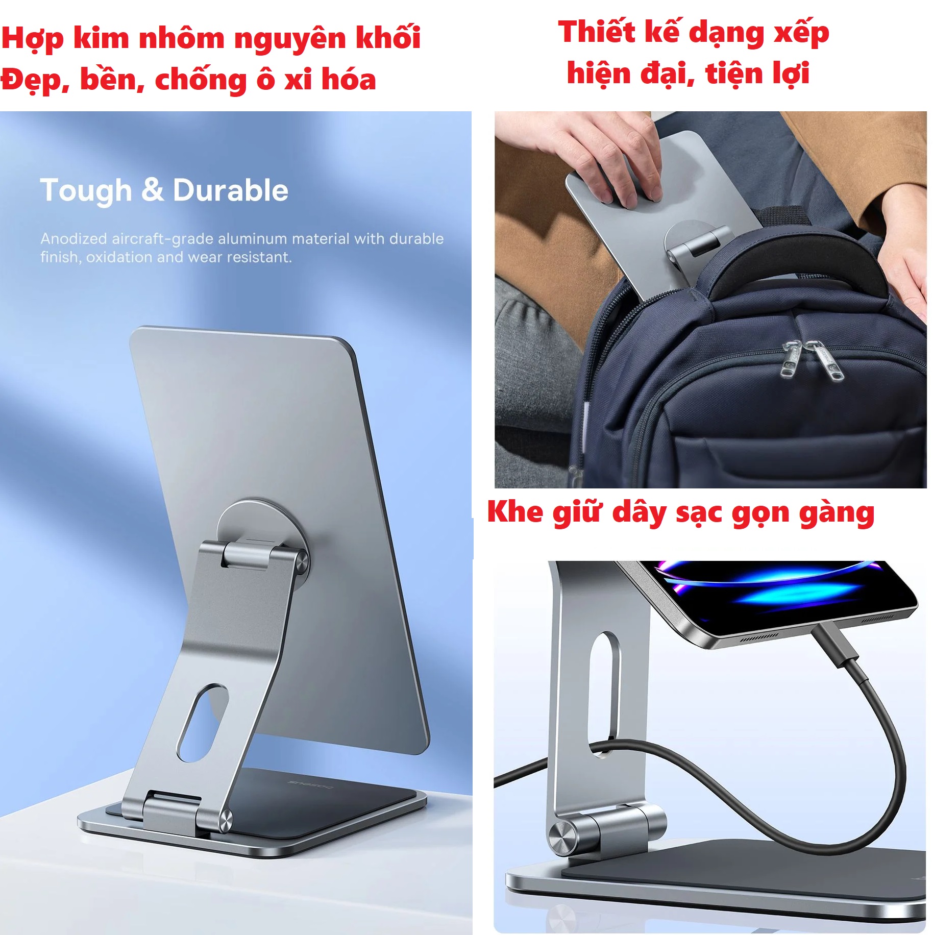 Giá đỡ ipad hít nam châm hợp kim nhôm cao cấp dạng xếp hiện đại Baseus BS HP011 _  hàng chính hãng