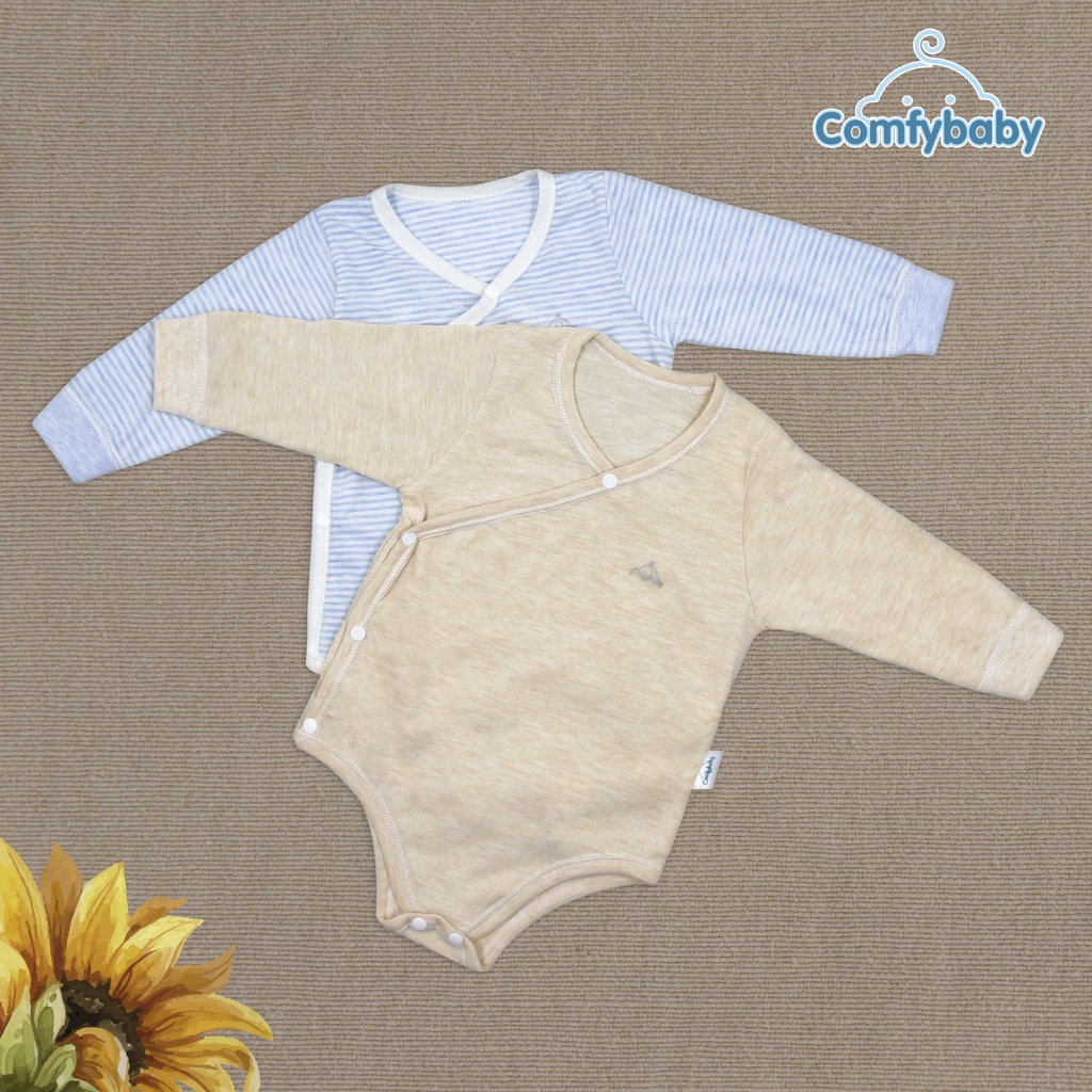 Áo cho bé sơ sinh - Bodysuit giữ ấm ngực dài tay 100% Cotton cho bé ComfyBaby size từ 0-12 tháng hàng chính hãng (Giao màu ngẫu nhiên)