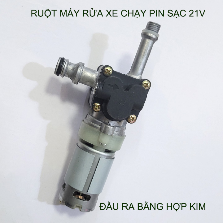 Cụm đầu máy bơm rửa xe dùng pin sạc 21V (mẫu nâng cấp đầu bằng hợp kim nhôm)