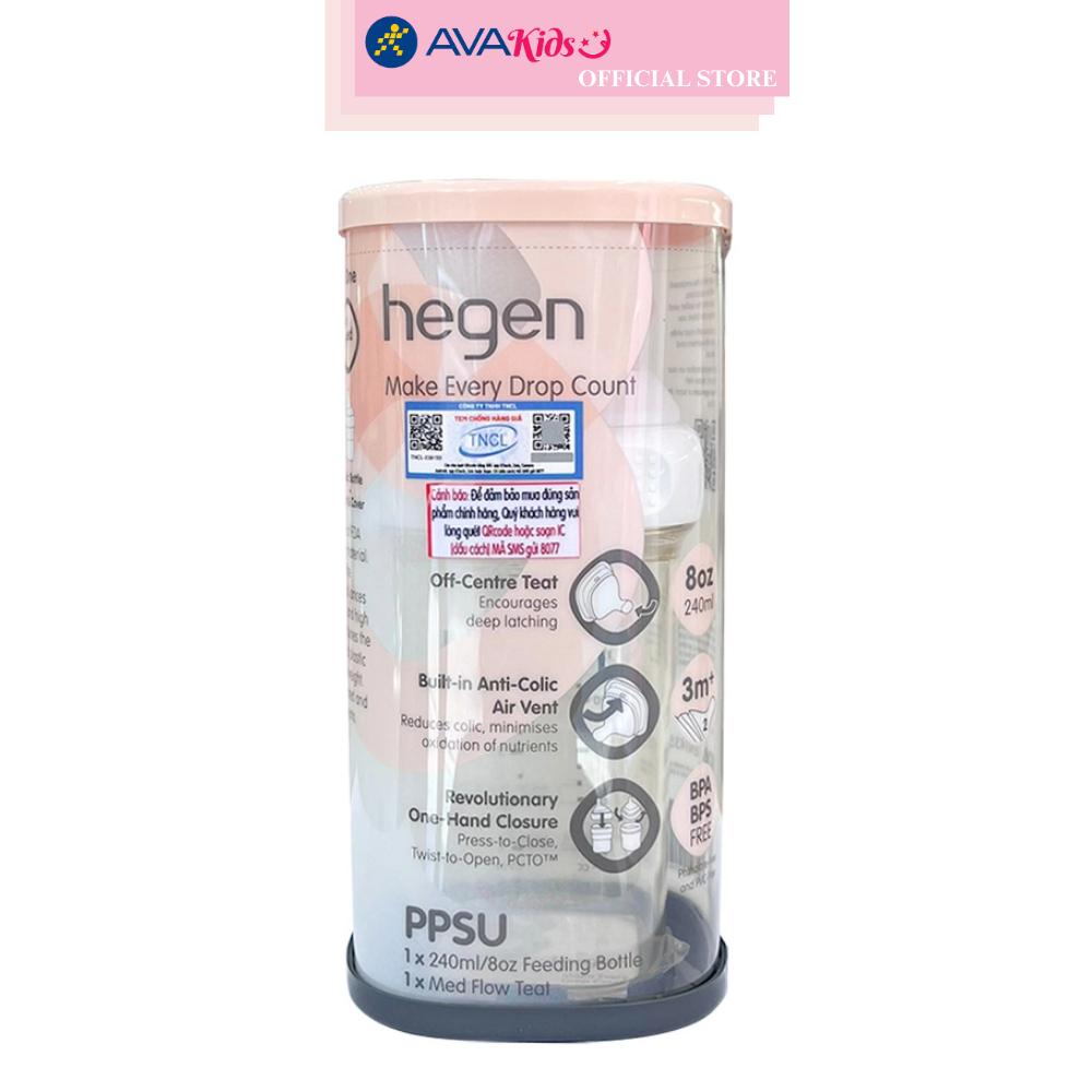 Bình sữa nhựa PPSU Hegen cổ rộng 240 ml (3 – 6 tháng)