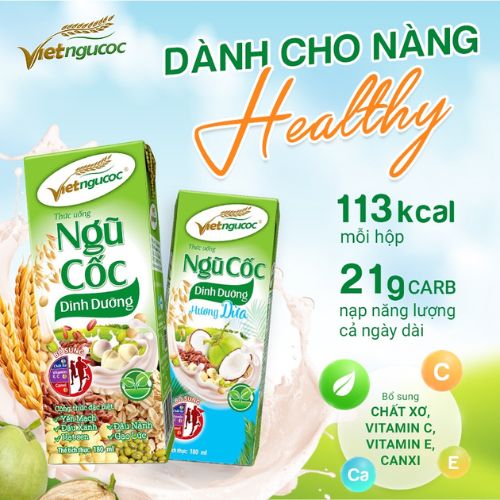 Lốc 4 hộp Sữa Ngũ Cốc Dinh Dưỡng VIỆT NGŨ CỐC Uống Liền Bổ Sung Năng Lượng Chất Dinh Dưỡng Cho Cơ Thể 110ml/ Hộp