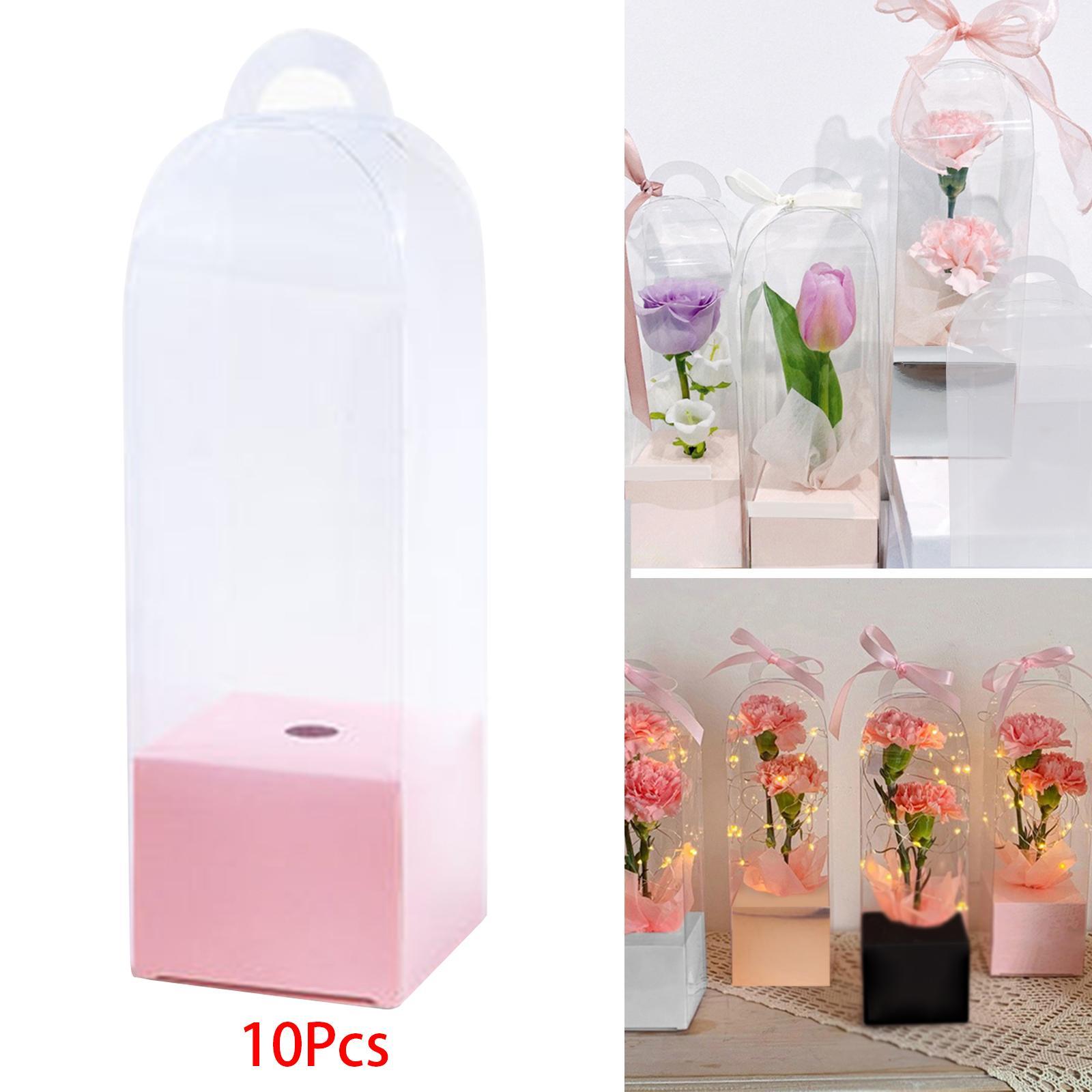 10x Flower Gift Boxes Single Rose Flower Box Florist Retail Shop Packaging Present Boxes Bag Flower Packaging Box for Party Favor Graduation