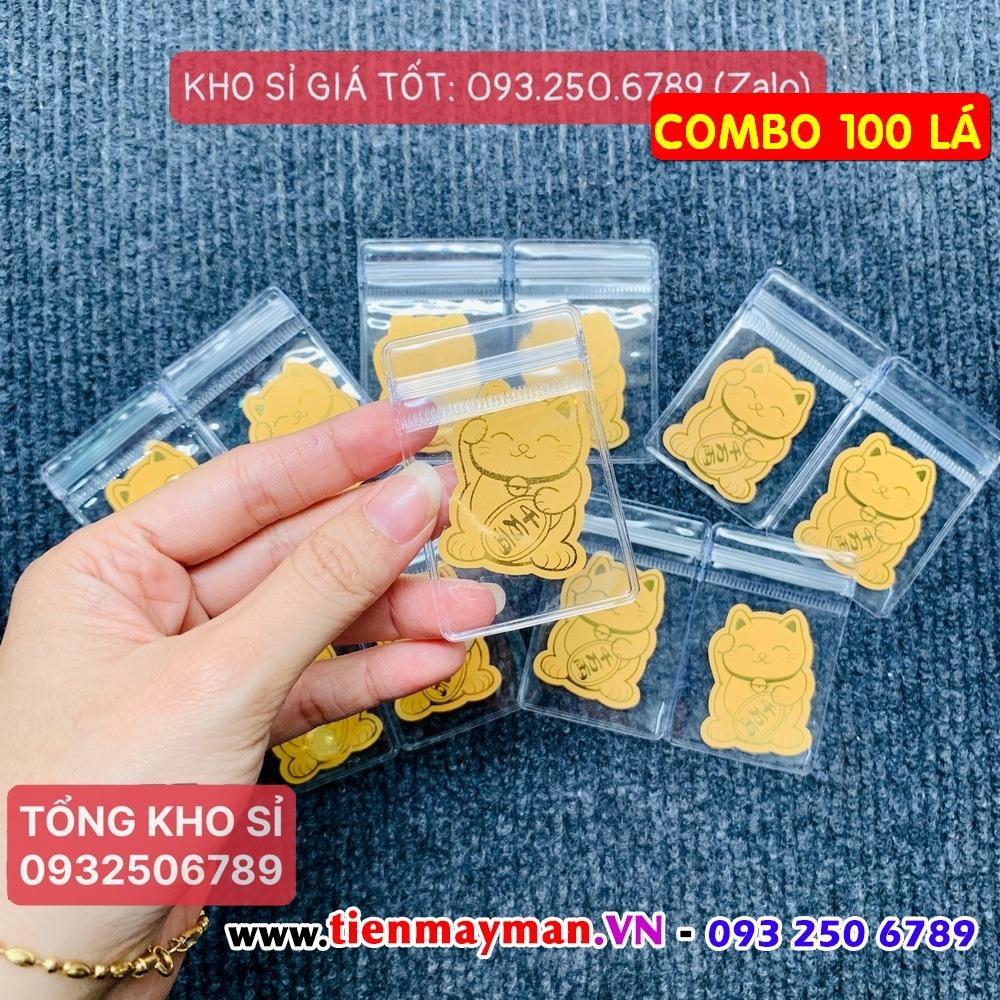 [SỈ 100 Lá] Miếng dán mèo thần tài mạ vàng 24k rước lộc vào nhà - Chiêu Tài, Hút Lộc, May Mắn - NELI - RƯỚC LỘC XUÂN