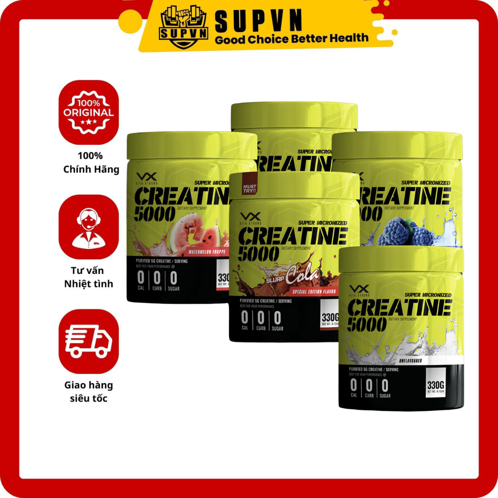 100% Creatine 5000 Vitaxtrong (300g - 60 Lần Dùng) Hỗ Trợ Tăng Sức Mạnh Vượt Ngưỡng Trong Tập Luyện