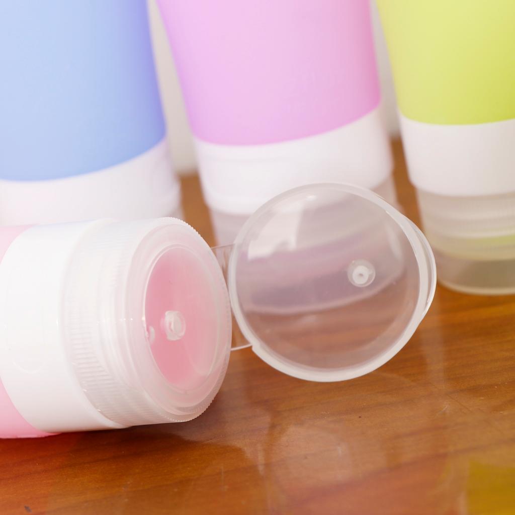 4 Pieces Portable Refillable Silicone Empty Cosmetic Containers for Travel