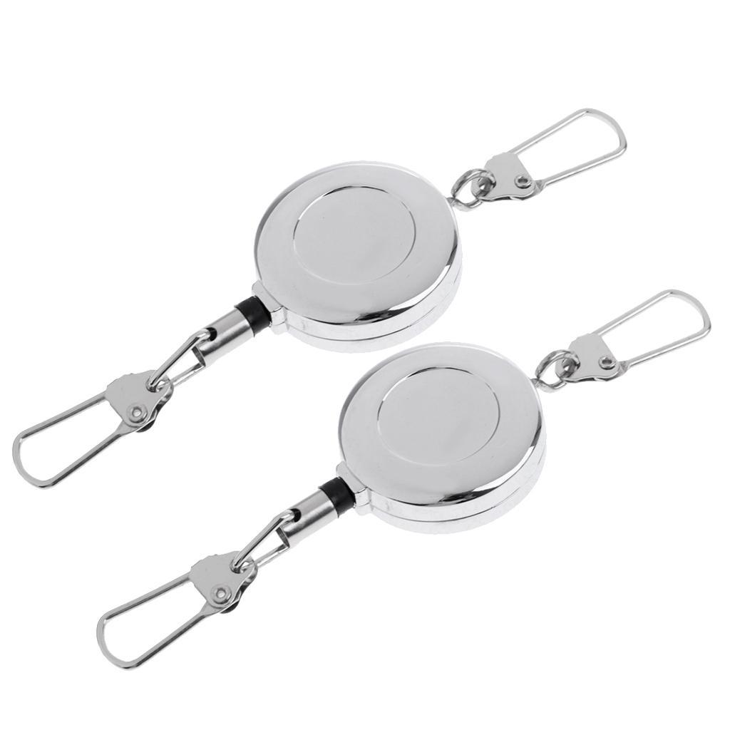 2pcs Fly Fishing Retractable Zinger Reel Cord Retractor Tools Key Chain