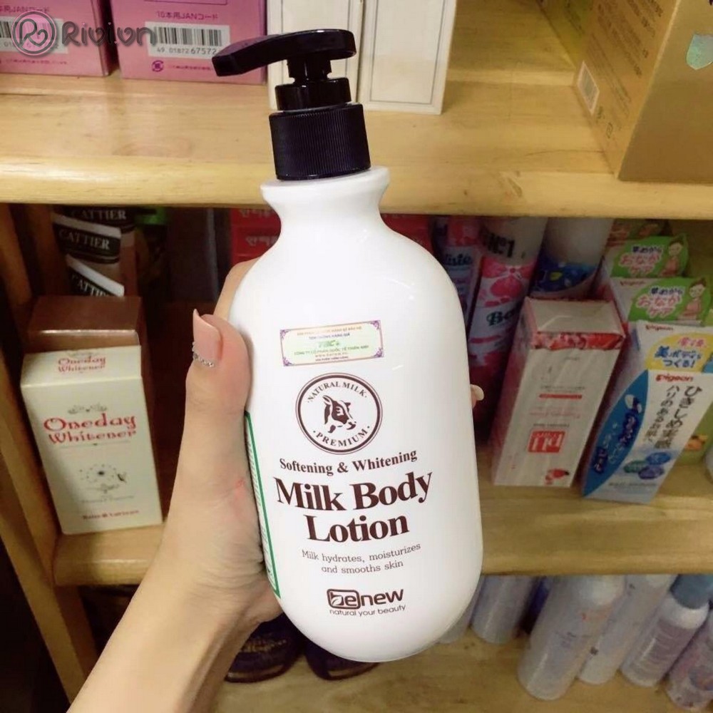 Dưỡng thể trắng da chống khô nể toàn thân sữa tươi MILK BODY LOTION BENEW hàn quốc ( 450ml) kèm 1 bông