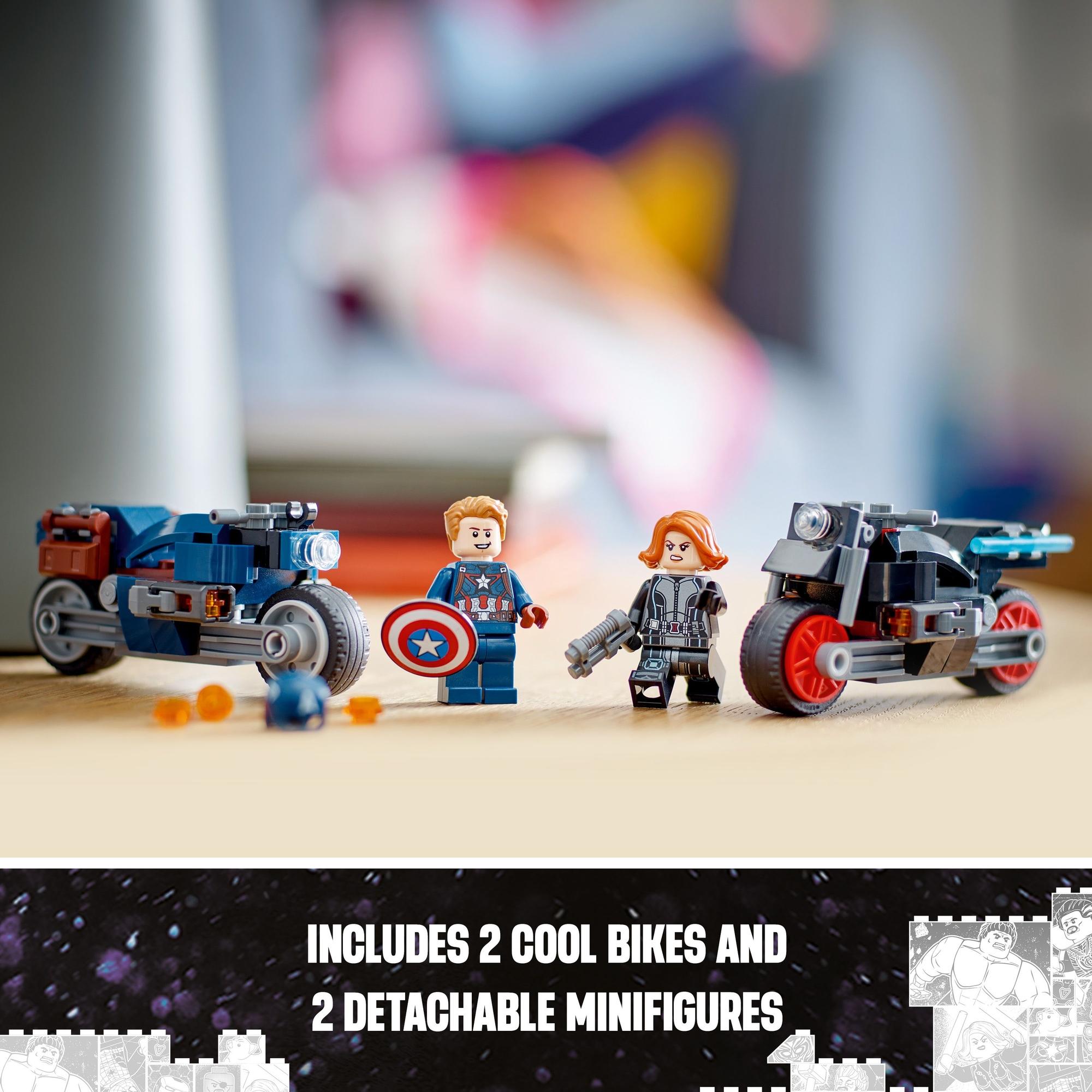 LEGO SUPERHEROES 76260 Đồ chơi lắp ráp Cuộc rượt đuổi Captain America &amp; Black Widow (130 chi tiết)