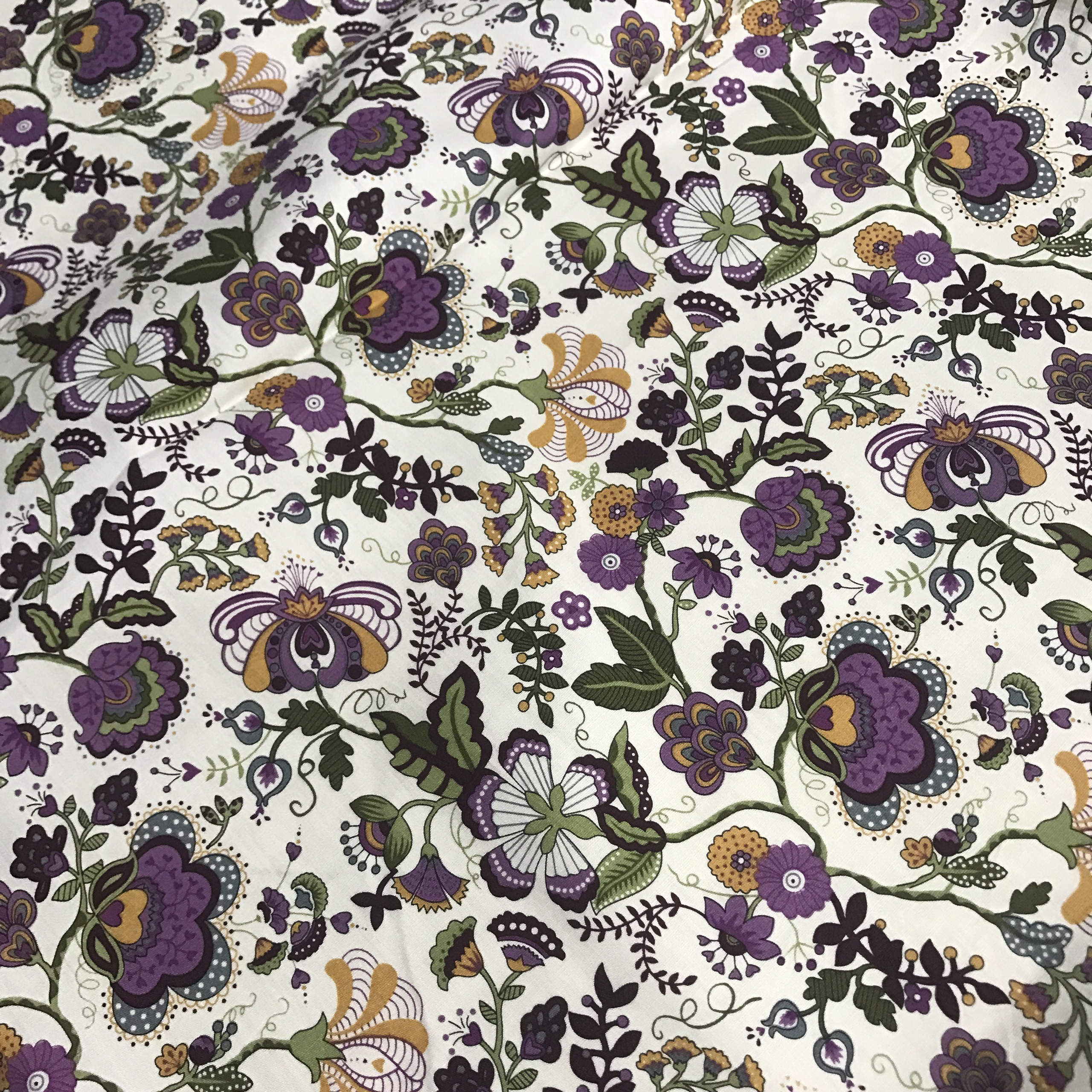 Vải thô siêu mềm mát họa tiết hoa vintage xanh