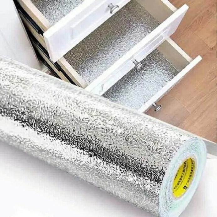 Giấy Bạc Dán Bếp  Giấy Nhôm Dán Tường Nhà Bếp Kích Thước 3M x 60CM Chống Thấm Nước, Chống Dầu mỡ, Chịu Nhiệt