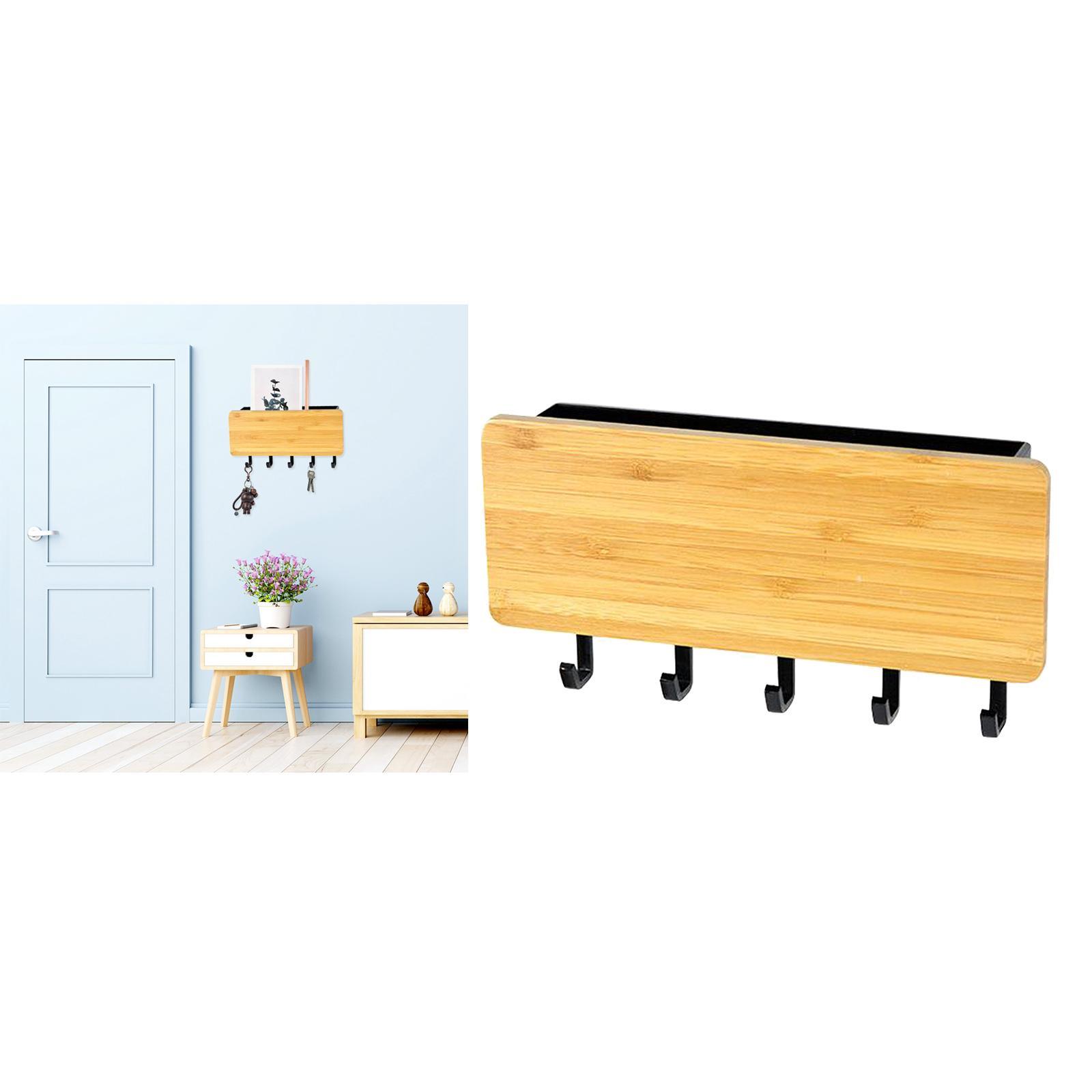 Key Holder Letter Storage Door Rack Organizer Wall Hanger Hooks Dark Wood