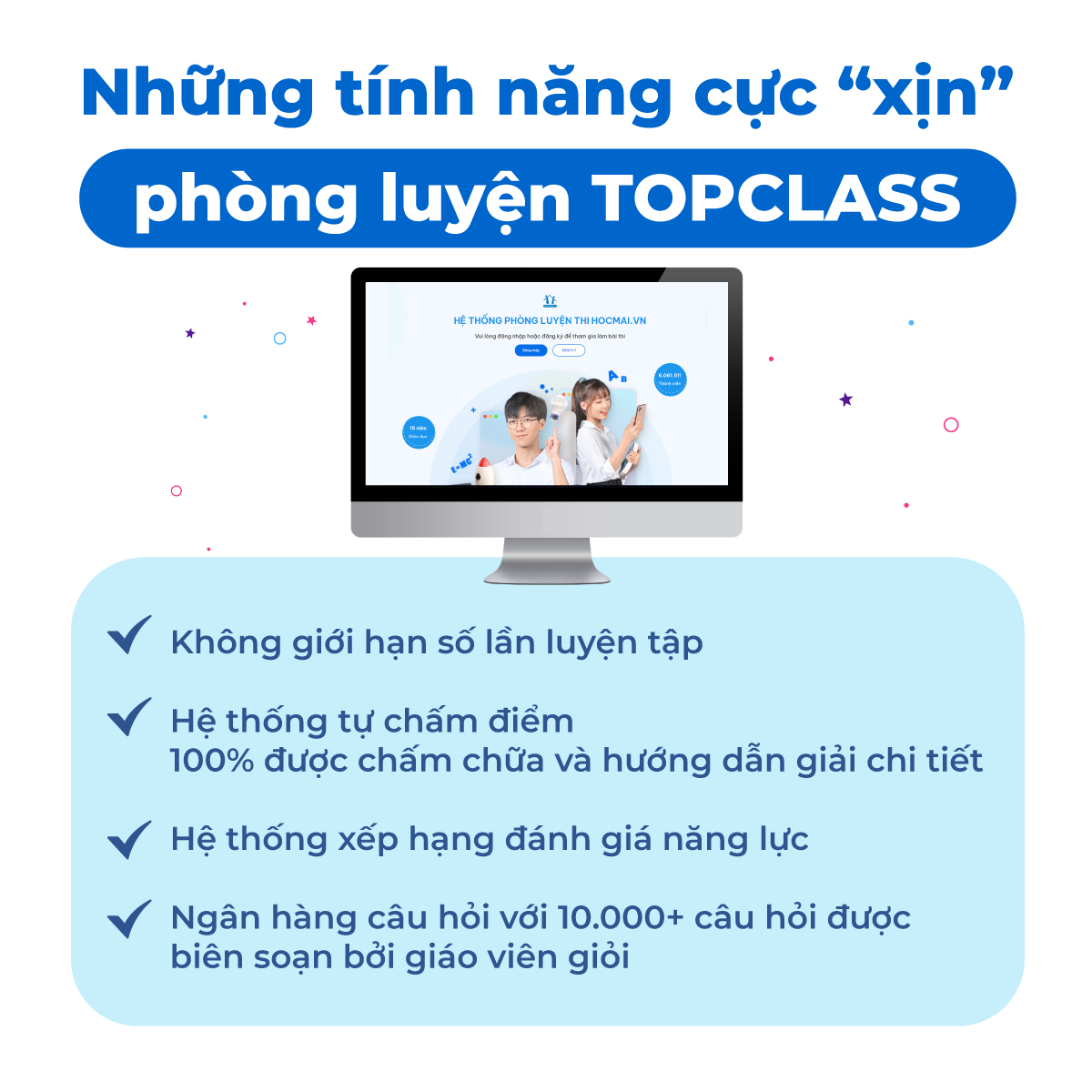 HOCMAI - Phòng luyện TOPCLASS môn Toán, Tiếng Việt/ Ngữ Văn từ lớp 4 đến lớp 11 - Gói 12 tháng- Toàn quốc [Voucher]