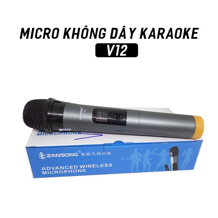 Micro Karaoke V12 không dây cho loa kéo,karaoke,bluetooth Zangsong màn hình LCD Hỗ trợ các thiết bh 12 tháng