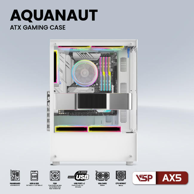 Vỏ máy tính Case VSP AX5 Gaming Kính cường lực - Hàng chính hãng VSP phân phối