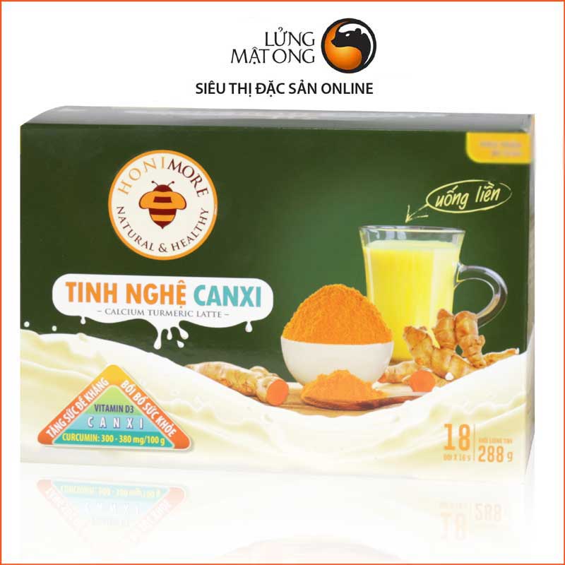 Tinh nghệ canxi Honimore hộp 288g - 18 gói Thơm ngon dễ uống