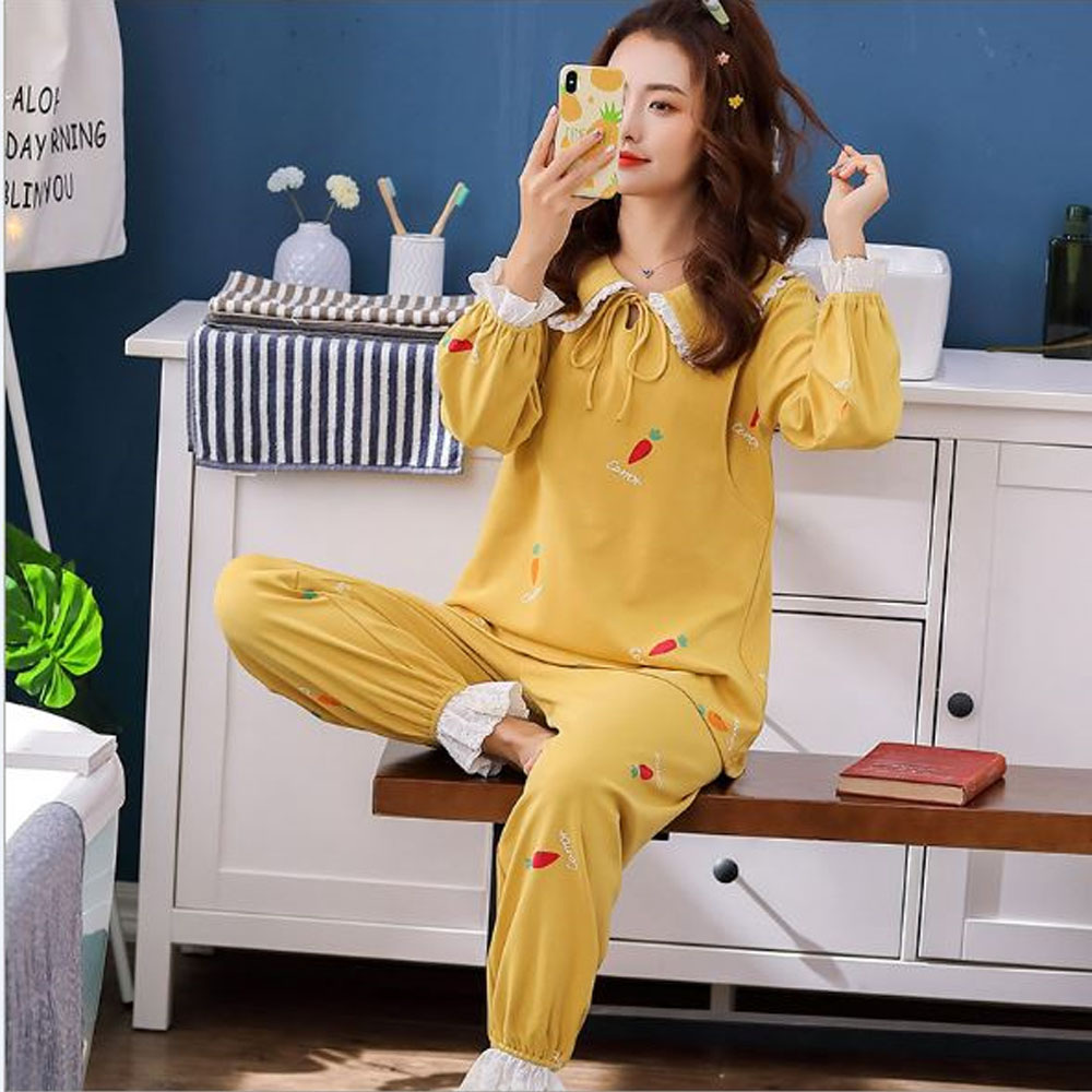 Bộ Đồ Bầu Và Sau Sinh Dài Tay Azuno AZ30 Mặc Nhà Thu Đông Chất Cotton Mềm Mại Có Thiết Kế Cho Con Bú