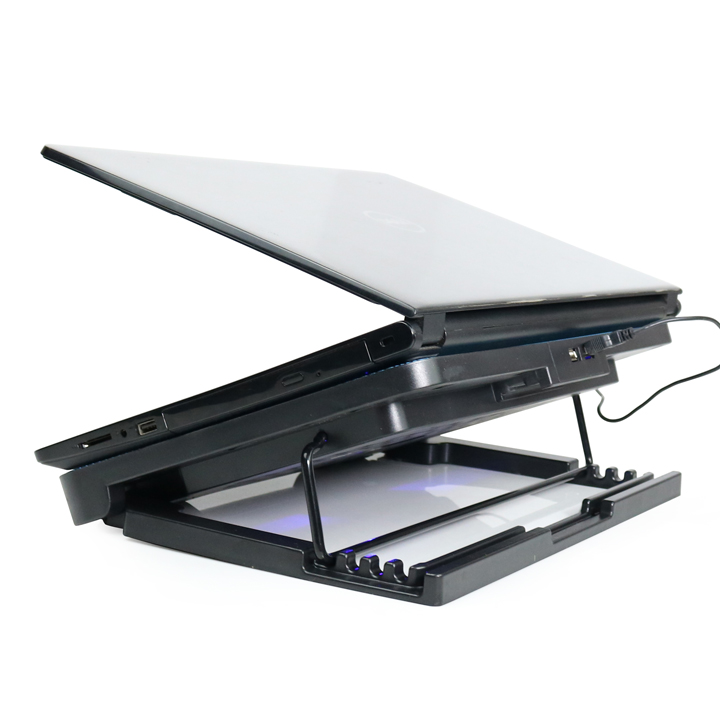 Đế Tản Nhiệt Laptop 2 Fan Có Led - Quạt Tản Nhiệt Laptop Thay Đổi Độ Dốc (Màu Đen) - Hàng Nhập Khẩu