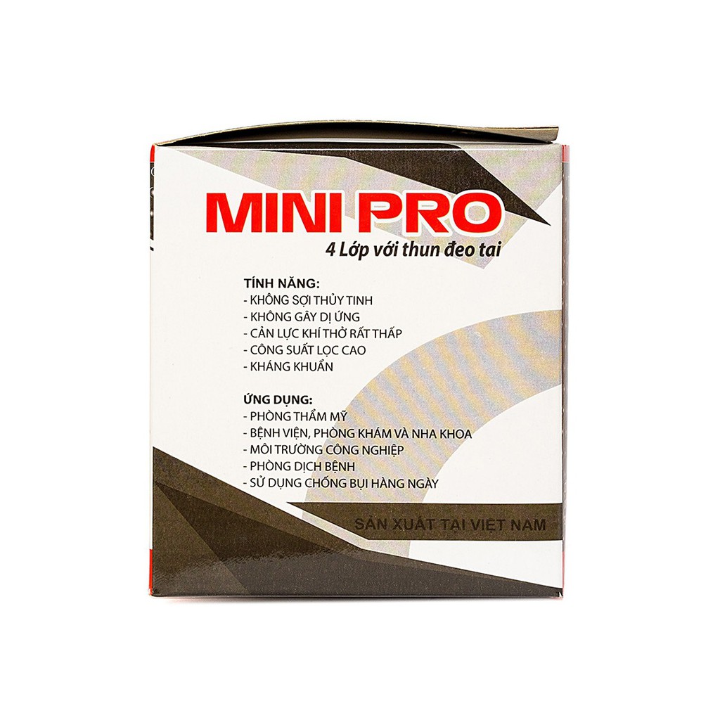 Khẩu Trang Kháng Khuẩn Mini Pro Xanh 4 Lớp 50 Cái - Màu Đen Xám