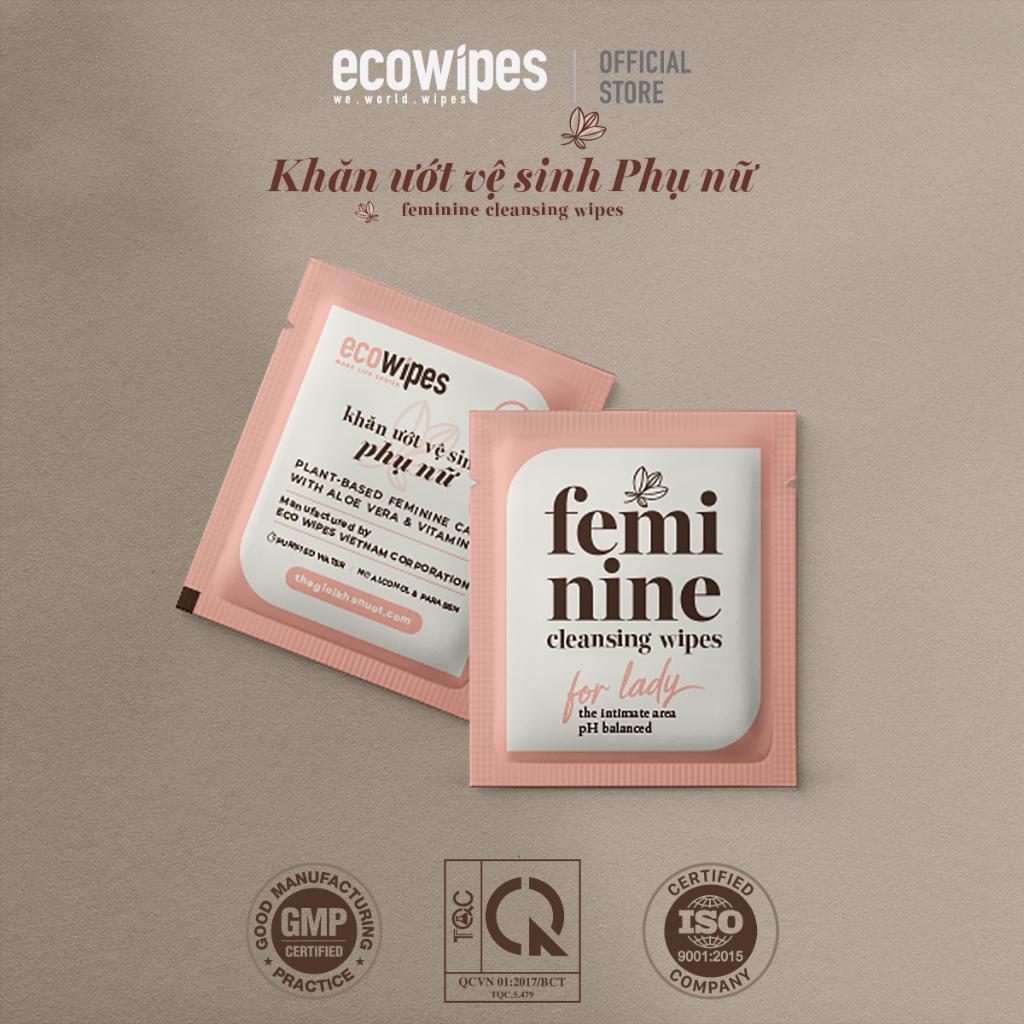 Combo 03 gói khăn giấy ướt phụ khoa Ecowipes travel size vệ sinh cá nhân phụ nữ hương Daisy size 15x20cm nhỏ gọn bỏ túi