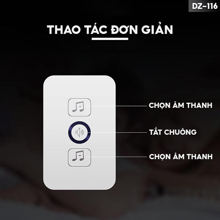 Chuông Cửa Không Dây Loại Tốt 1 Cặp Chuông Và Phím Bấm Khoảng Cách Kết Nối Lên Đến 50 Mét DZ-116 DZ-116