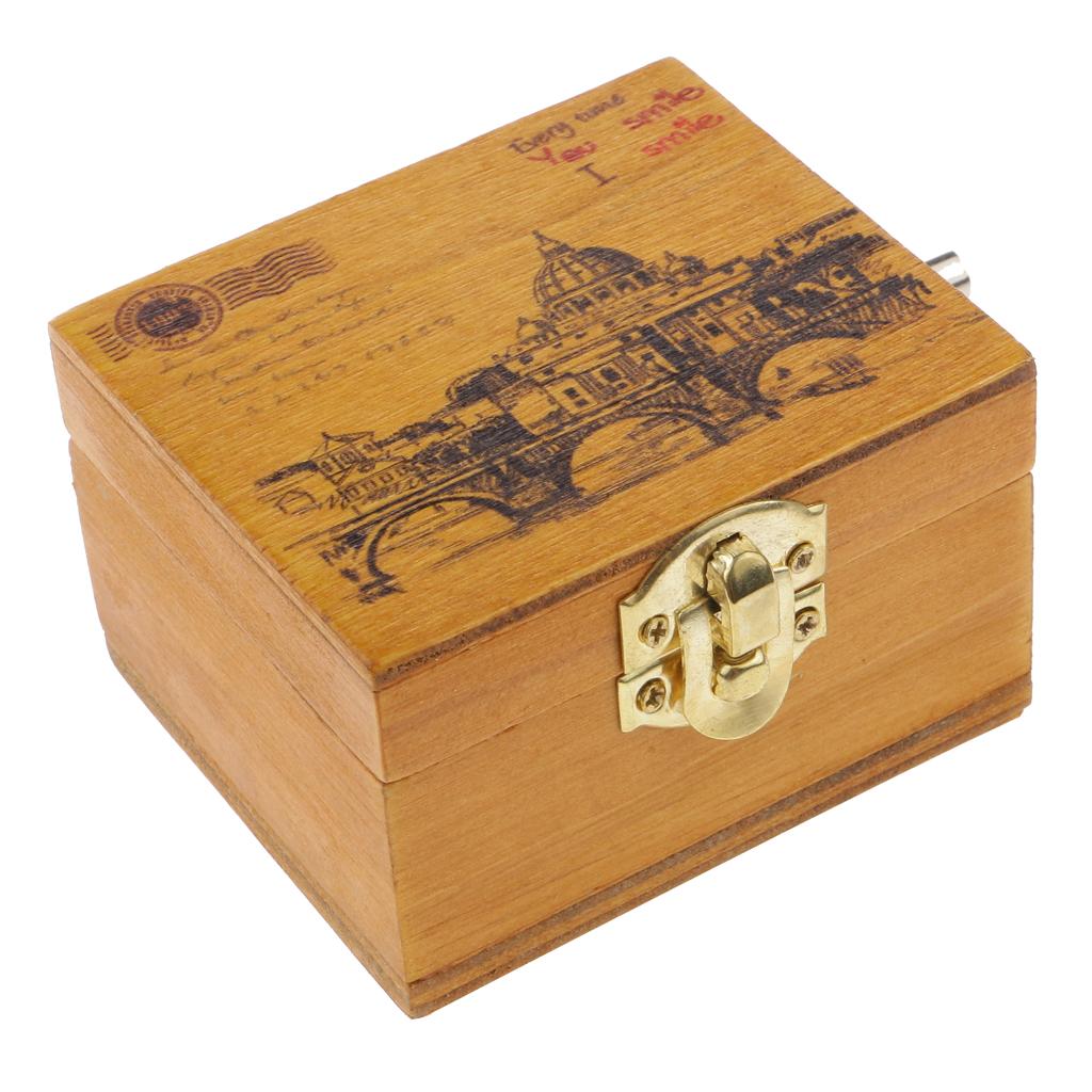 Scenery Wooden Hand-cranked Music Box Clockwork Music Box Castle in the Sky