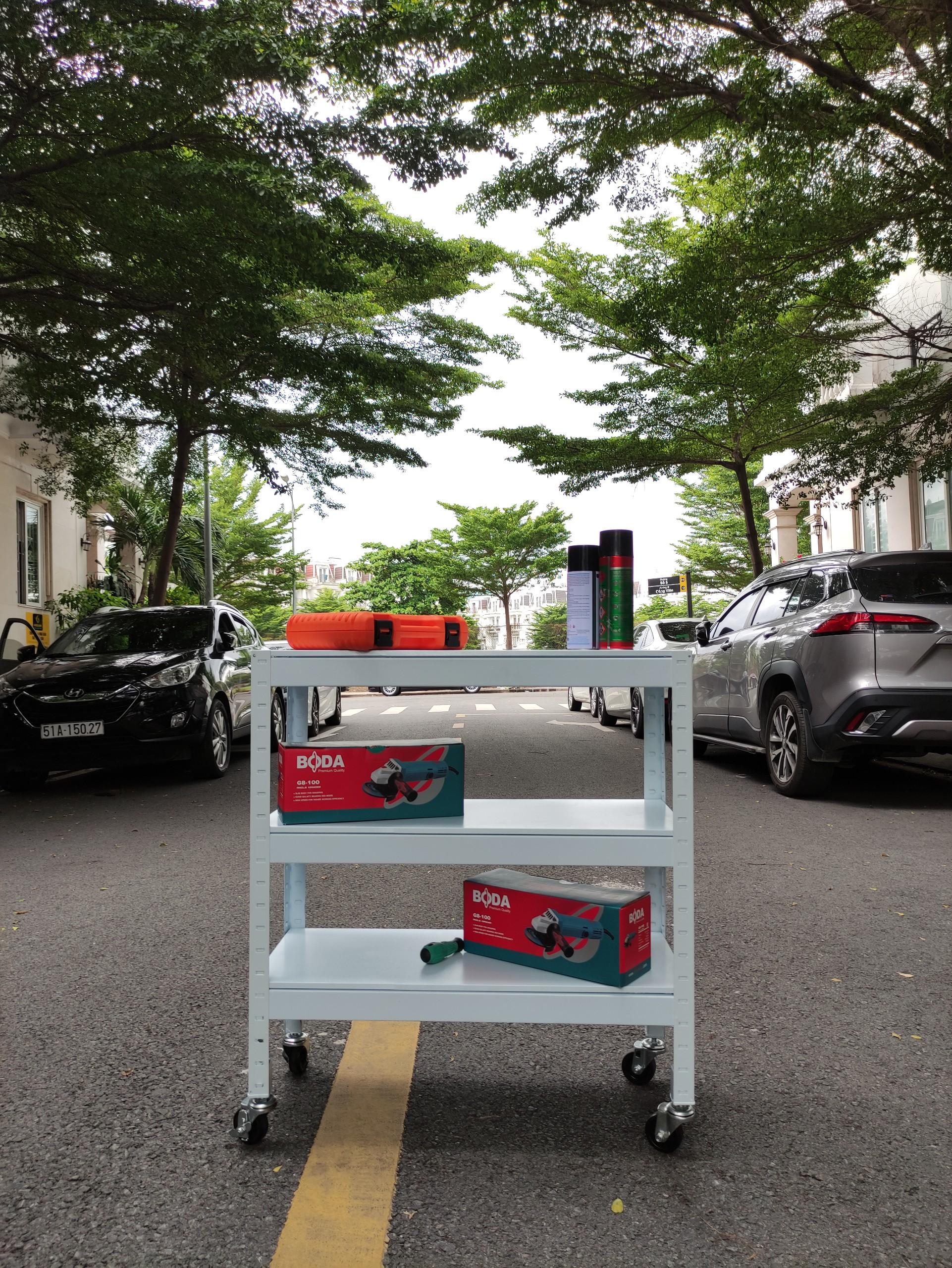 Kệ có bánh xe 3 tầng đa năng 76cm màu trắng