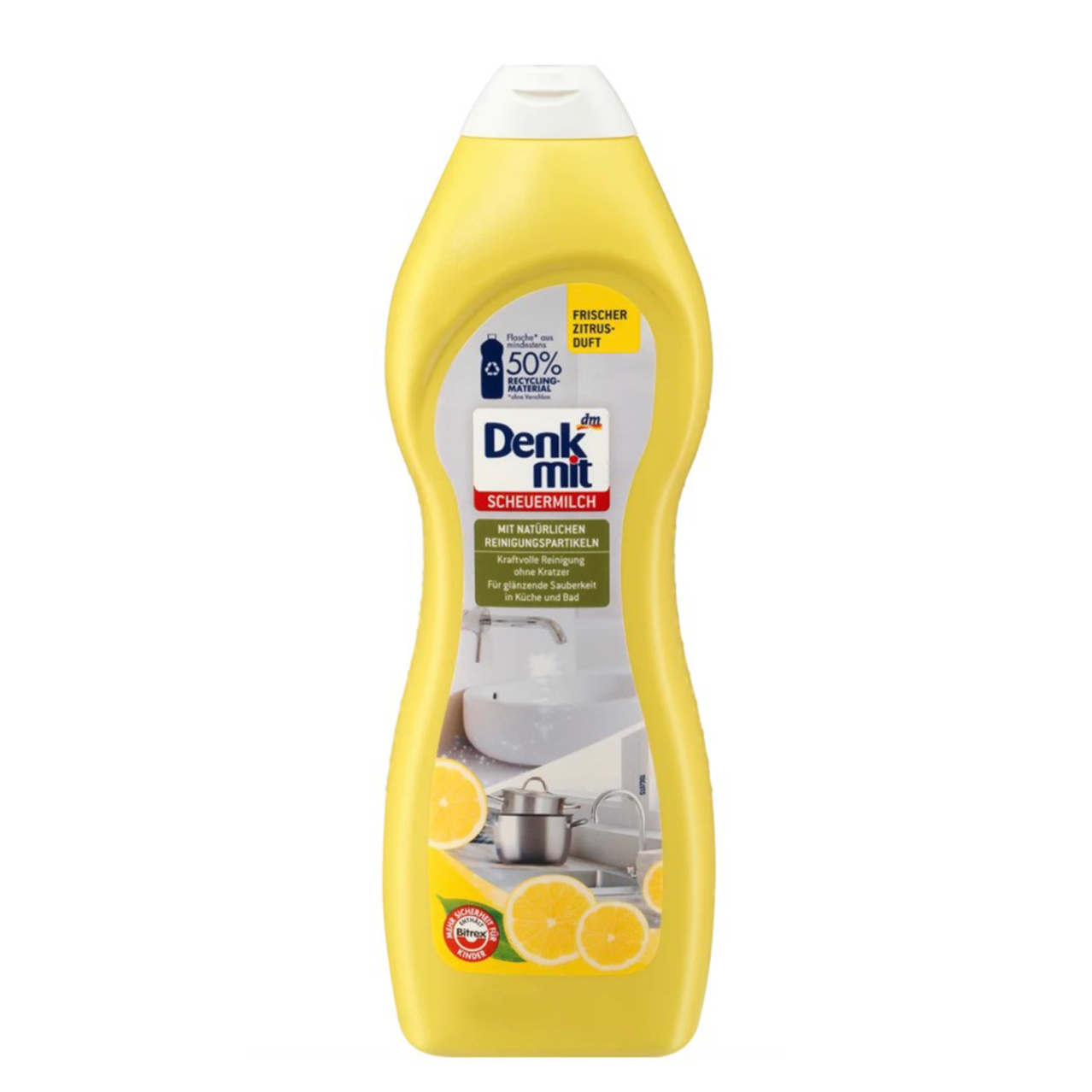 Kem tẩy nhà bếp đa năng Denkmit Schuermilch Đức 750ml dùng cho inox, sứ nhà bếp, nhà tắm