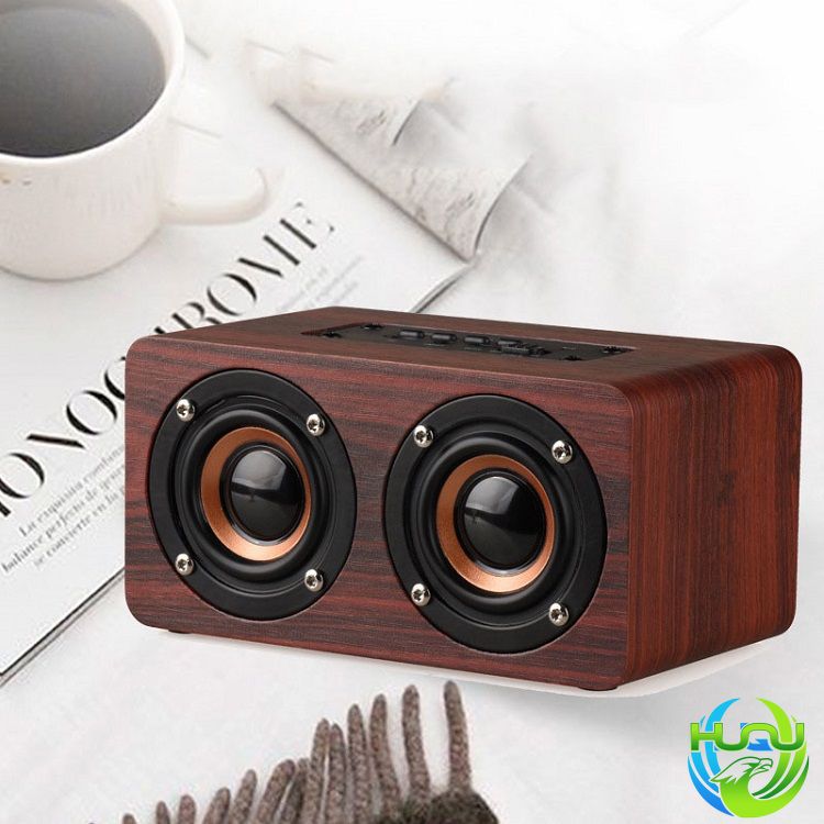 Loa Đôi Bluetooth Vân Gỗ Sang Trọng HQ-W5- vân gỗ đậm