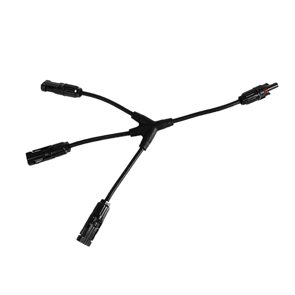 2 x Black Male Female Solar Panel Cable Connector 1 to 3 Wire Connector
