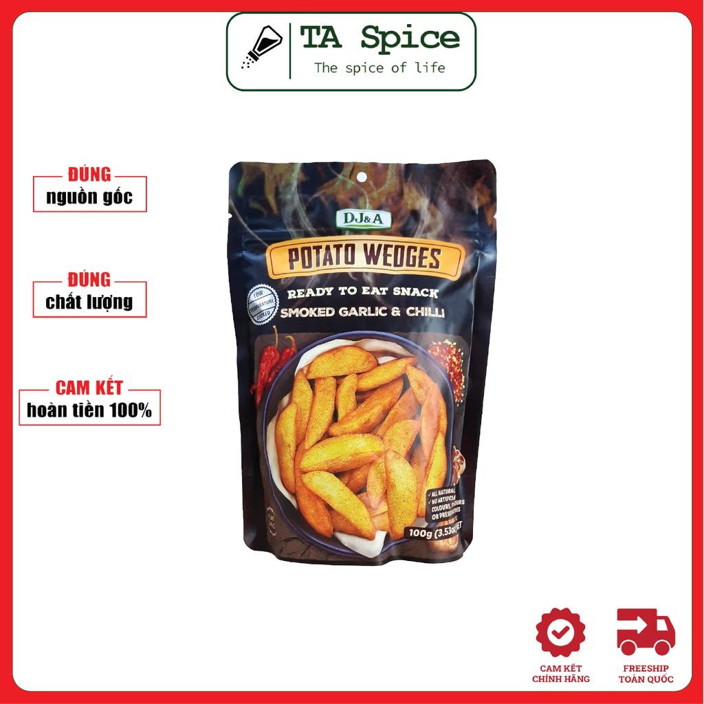 Khoai tây sấy giòn vị tỏi ớt ăn liền DJ&amp;A 100g -Thích hợp ăn chay, KETO - Non GMO - DJ&amp;A Potata Wedges